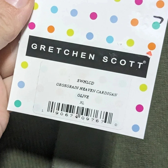 Gretchen Scott Grosgrain Heaven Hi-Lo Cardigan in Olive - Picture 5 of 8